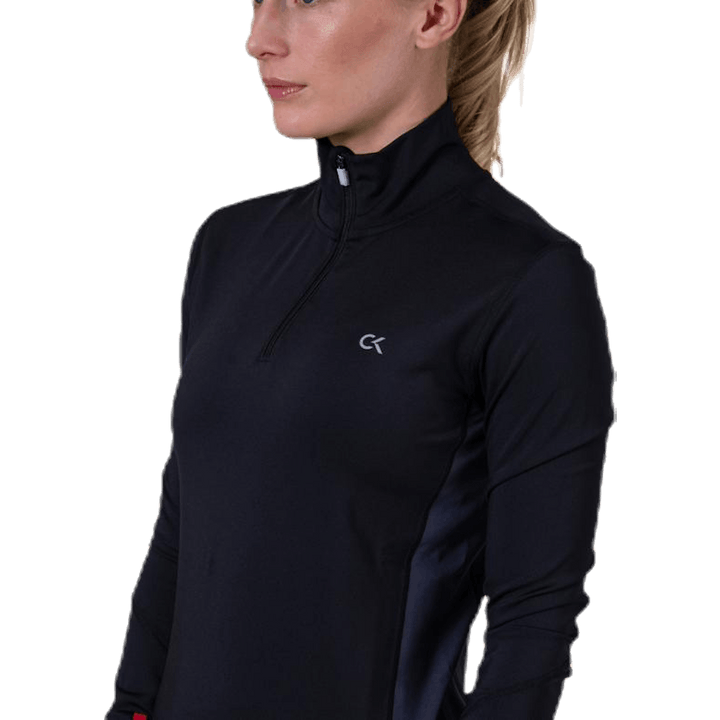 Long Sleeve 1/2 Zip Top Black