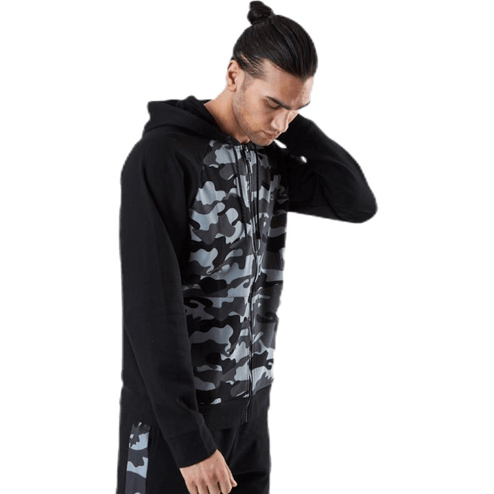 Full Zip Hooded Jacket  Patterned/Black