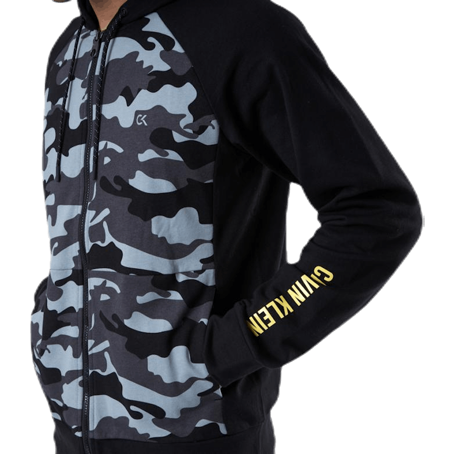 Full Zip Hooded Jacket  Patterned/Black