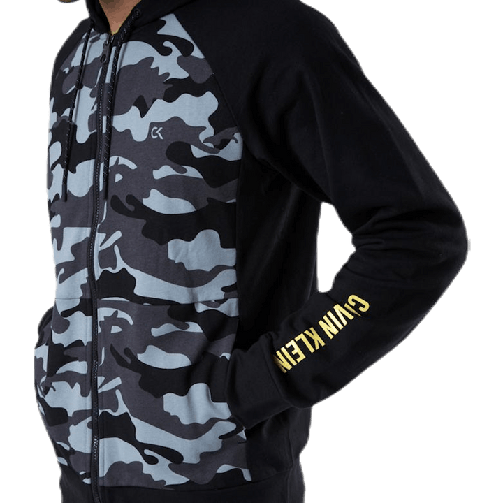 Full Zip Hooded Jacket  Patterned/Black