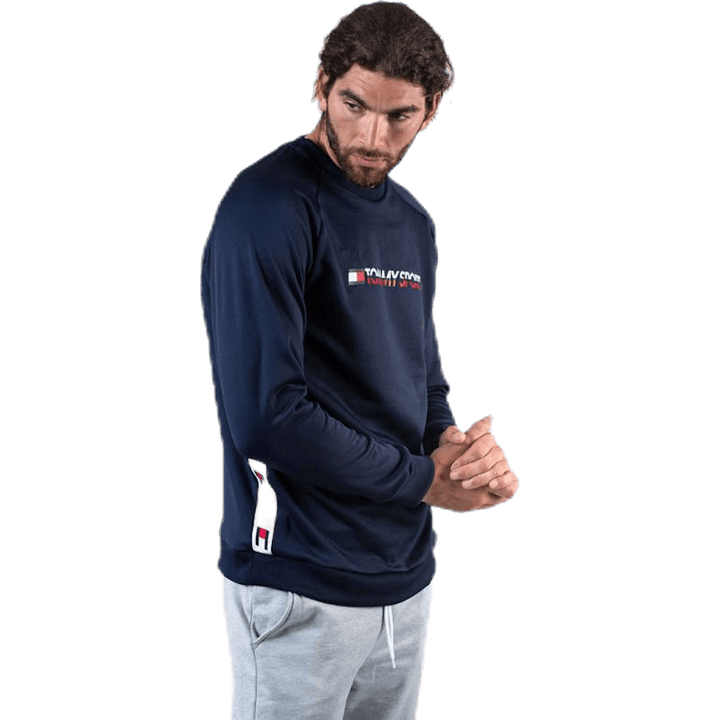 Knit Crew Sweat Logo Tape Blue