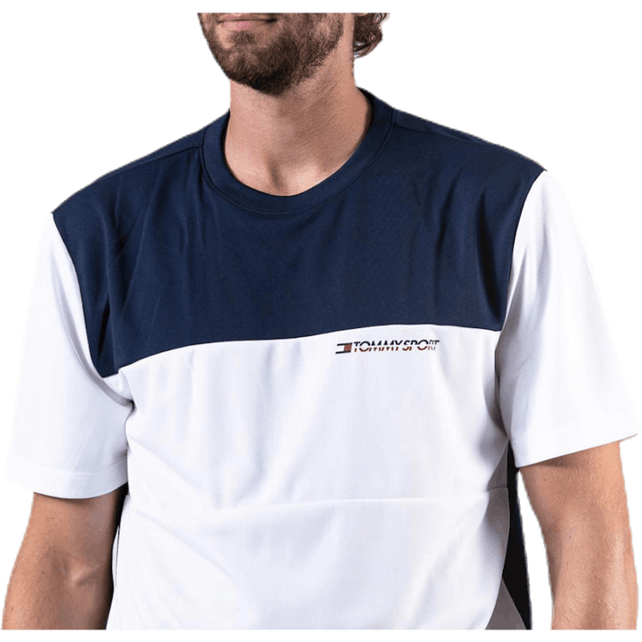 T-shirt blanc à logo colorblock