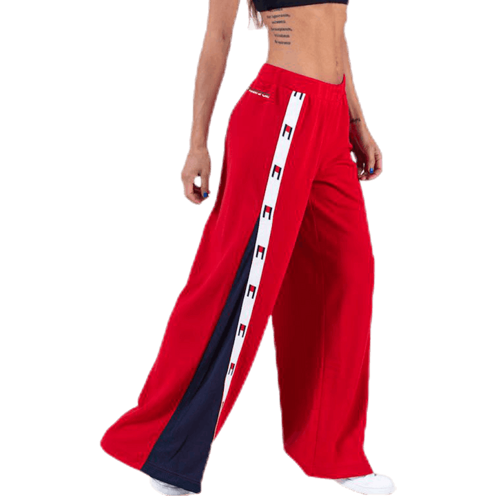 Pantalon évasé à bande drapeau rouge