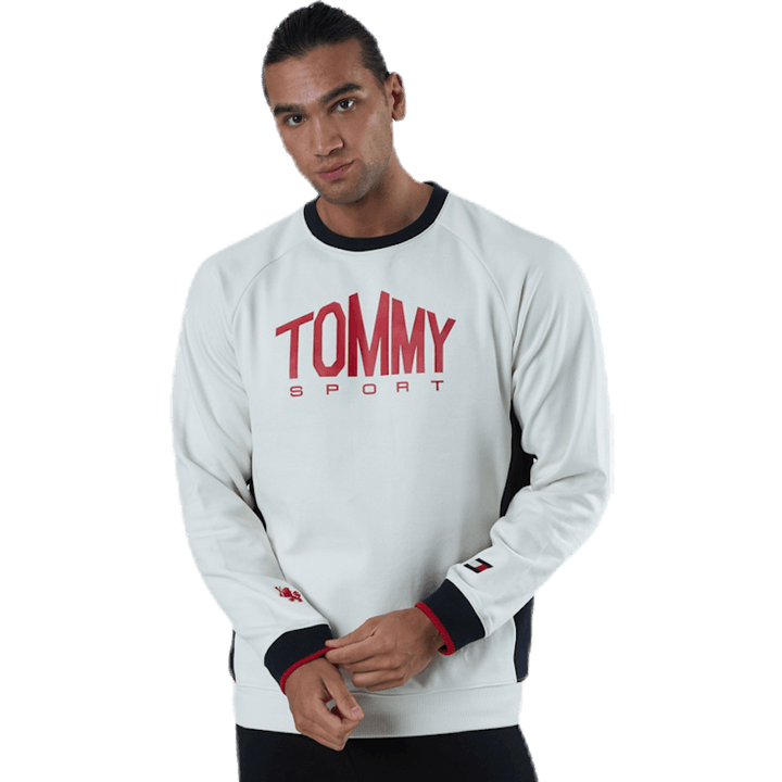 Sweat à capuche avec logo en polaire bloqué blanc