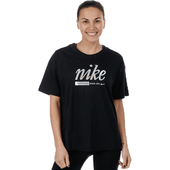 NSW Crop Top Metallic Schwarz