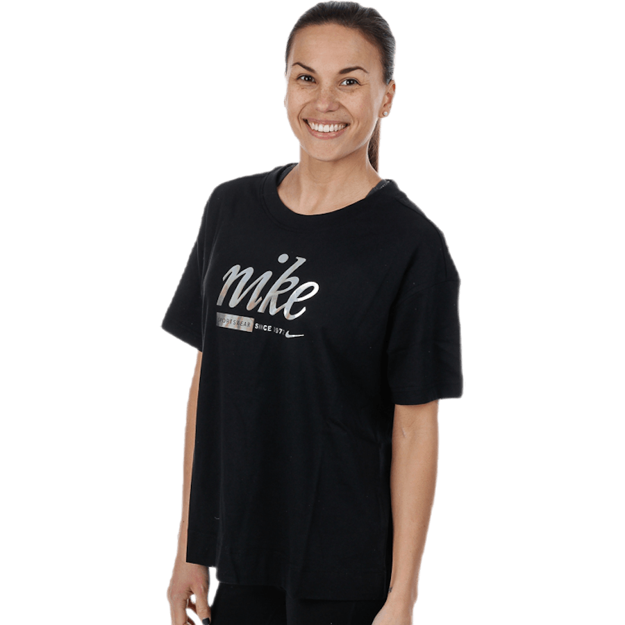 NSW Crop Top Metallic Schwarz