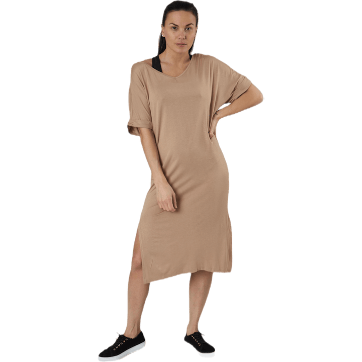 Neora Ss Fold Up Dress Beige