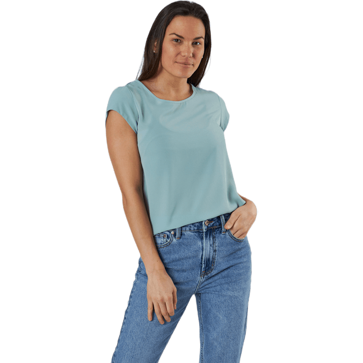 Vic S/S Solid Top Wvn Blue