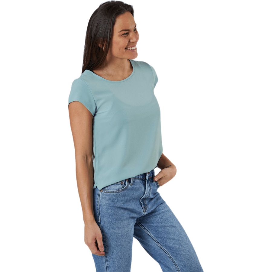 Vic S/S Solid Top Wvn Blue