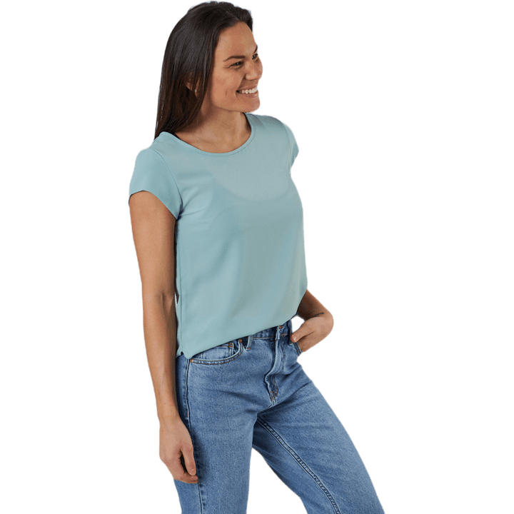 Vic S/S Solid Top Wvn Blue