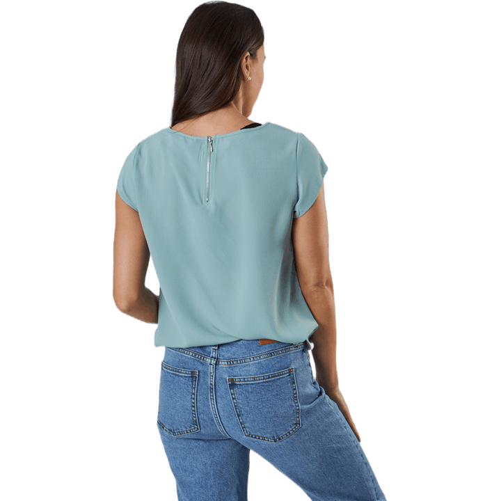 Vic S/S Solid Top Wvn Blue