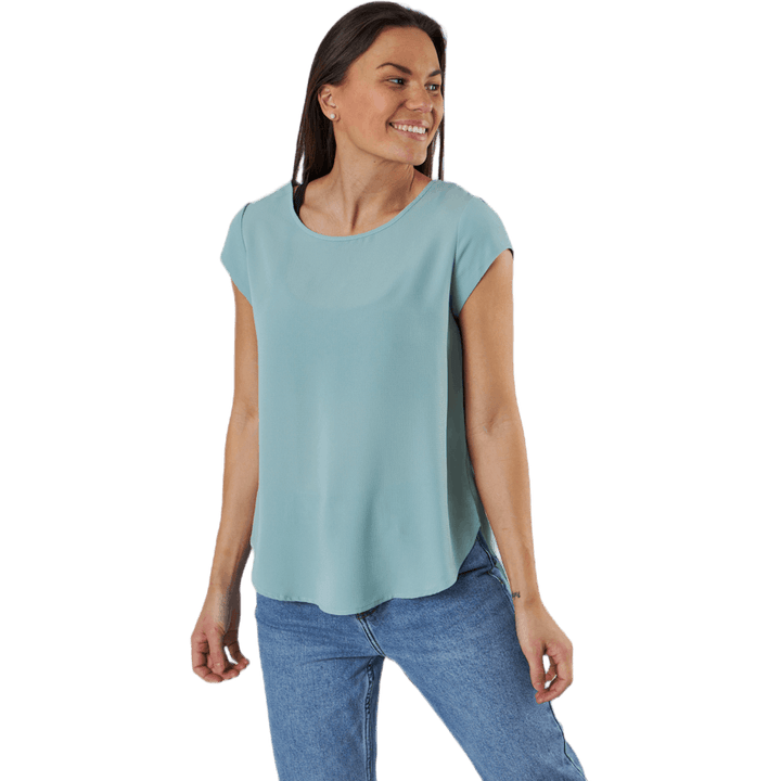 Vic S/S Solid Top Wvn Blue