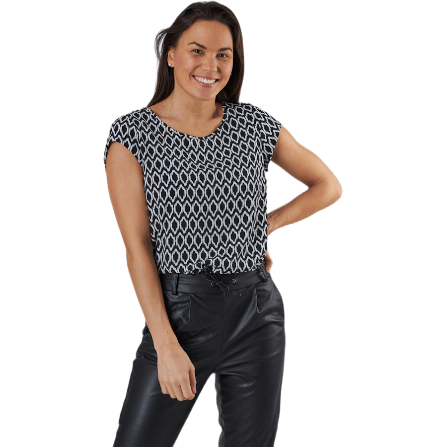 Vic Ss Aop Top Wvn Black