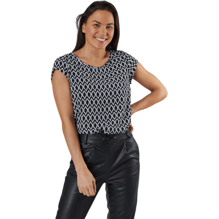 Vic Ss Aop Top Wvn Black
