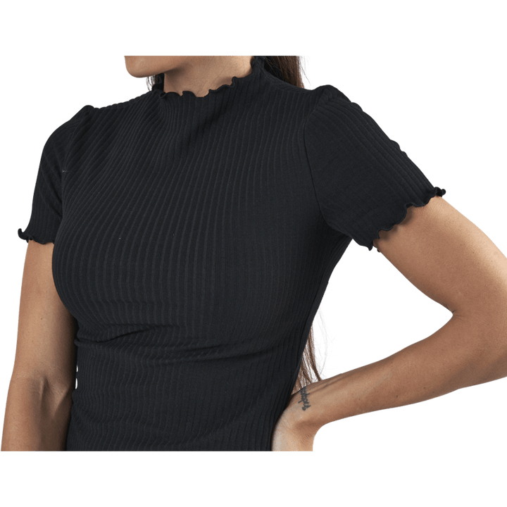 Emma S/S Highneck Top Jrs Schwarz