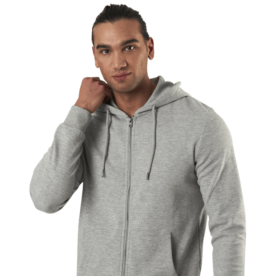 Felpa Basic con cappuccio e zip Grigio