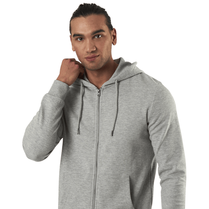 Felpa Basic con cappuccio e zip Grigio