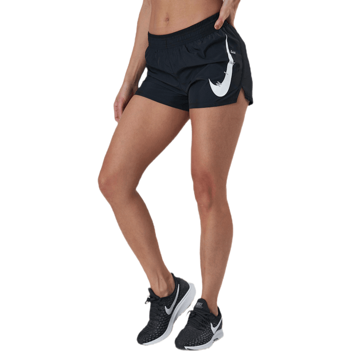 Short de course Swoosh blanc/noir