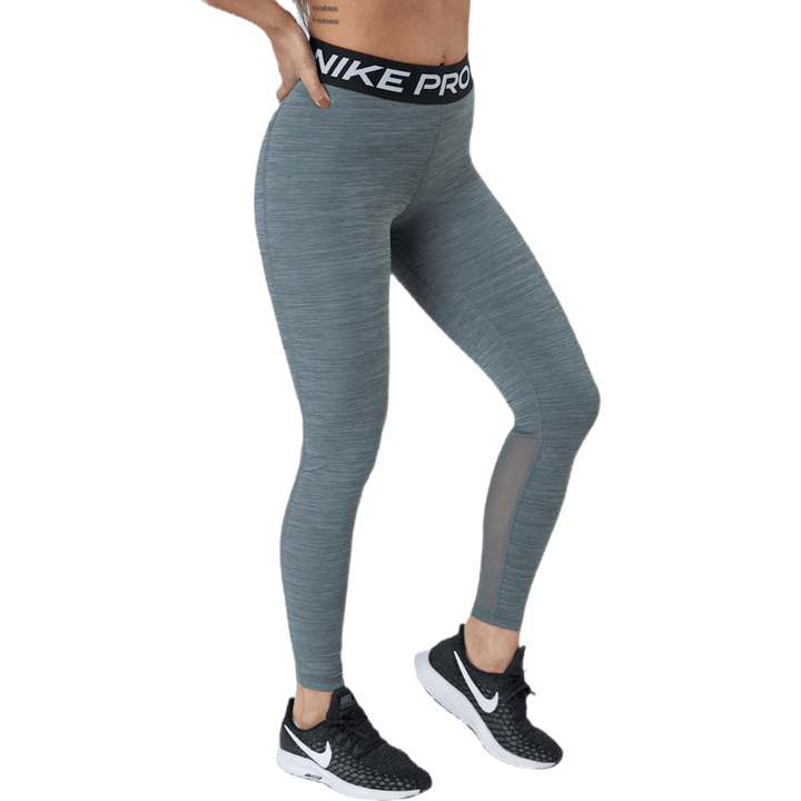 Nike Pro Women's Mid-Rise Mesh-Paneled Leggings SMOKE GREY/HTR/BLACK/WHITE