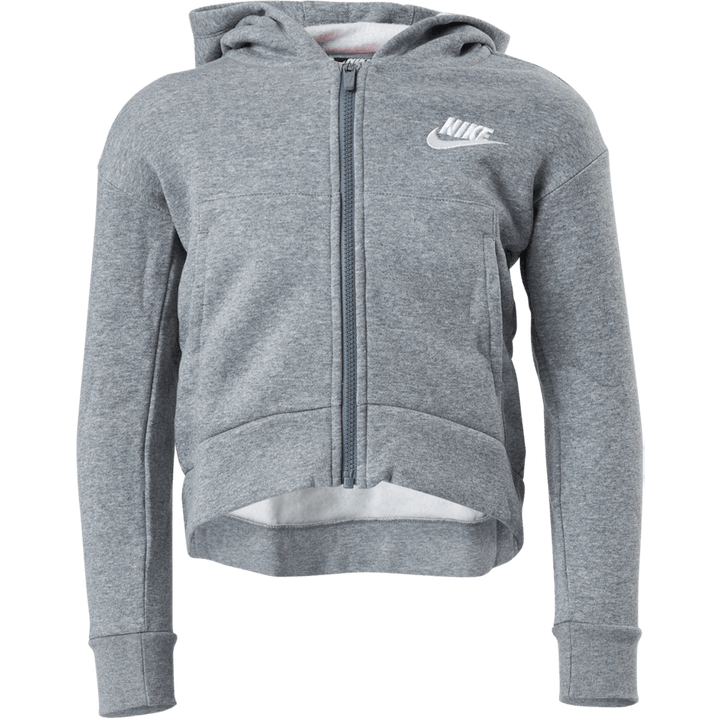 Sportswear Club Fleece Felpa con cappuccio a zip intera per bambini grandi (ragazze) CARBON HEATHER/WHITE