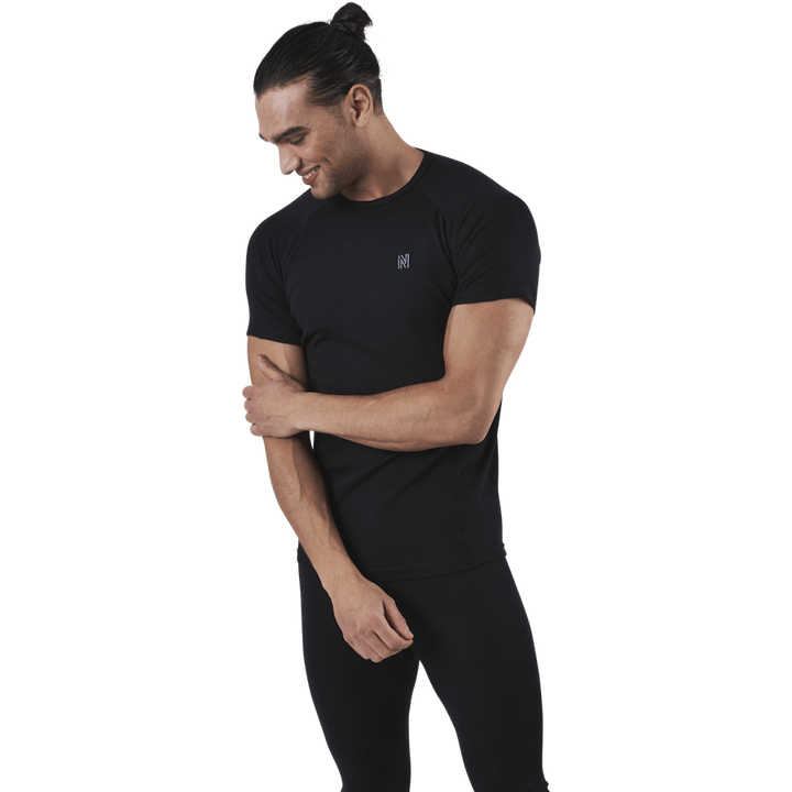 Floki Short Sleeve Slim Fit 100% Merino Wool Black