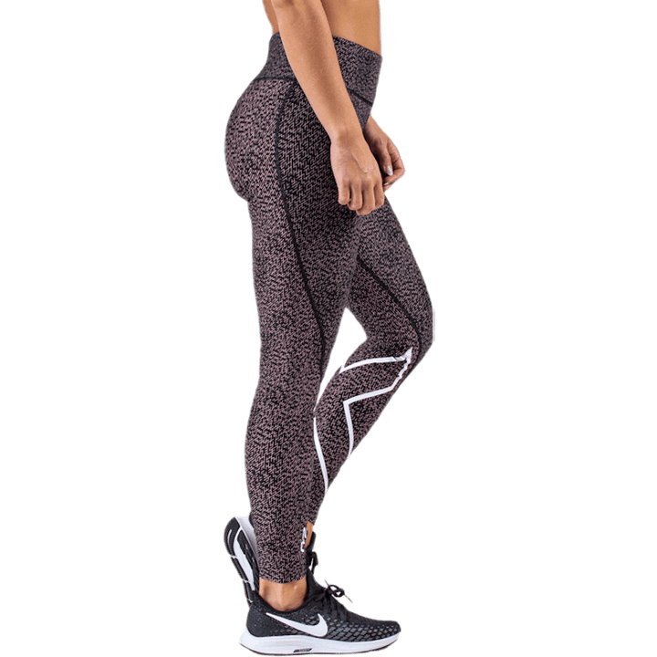 Mid-Rise Compression Print Tights W Orange/Black