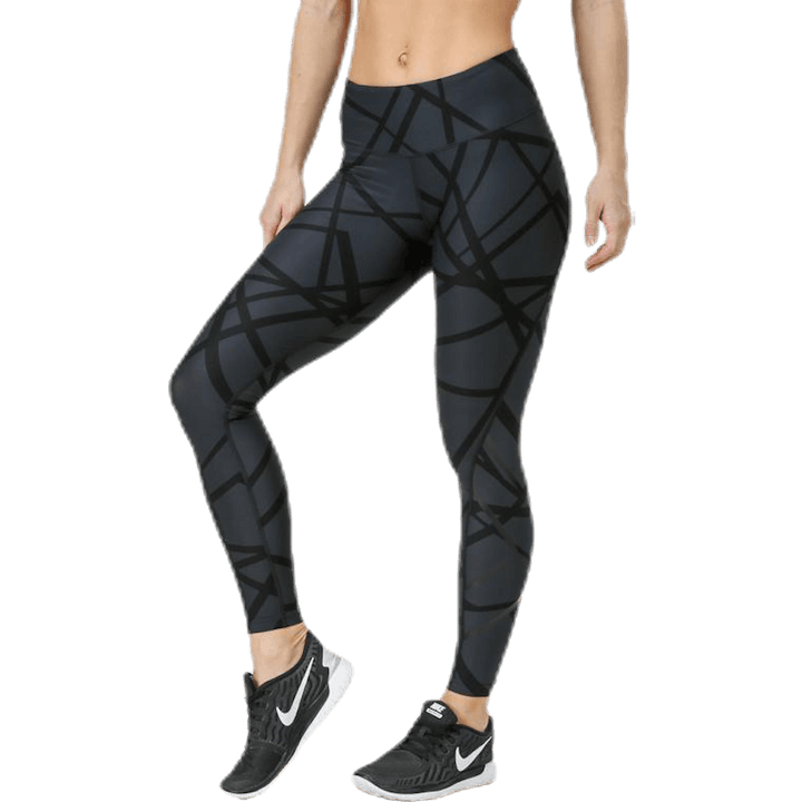 Print Mid-Rise Compression Tights W Black/Grey