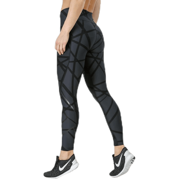 Print Mid-Rise Compression Tights W Black/Grey