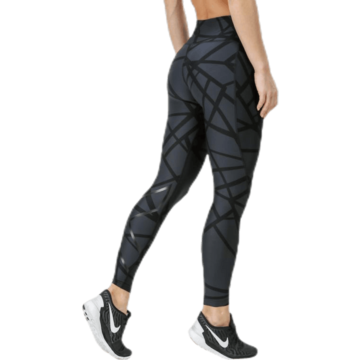Print Mid-Rise Compression Tights W Black/Grey