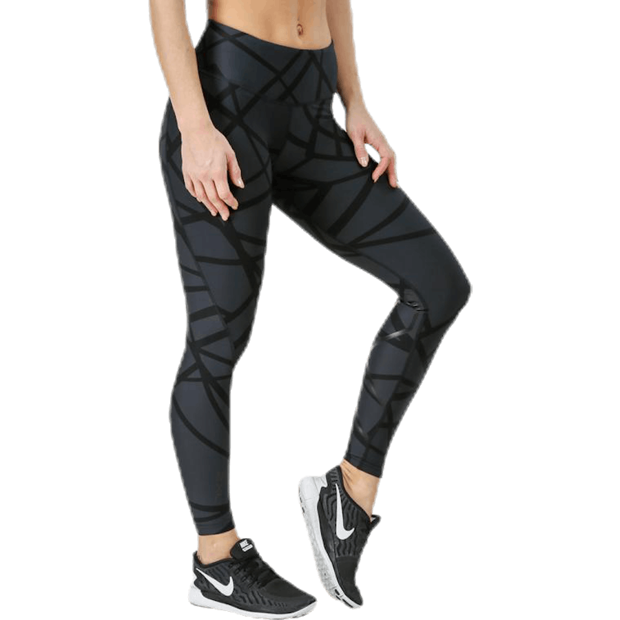 Print Mid-Rise Compression Tights W Black/Grey
