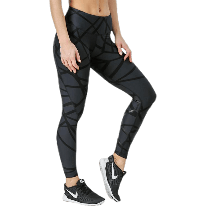 Print Mid-Rise Compression Tights W Black/Grey