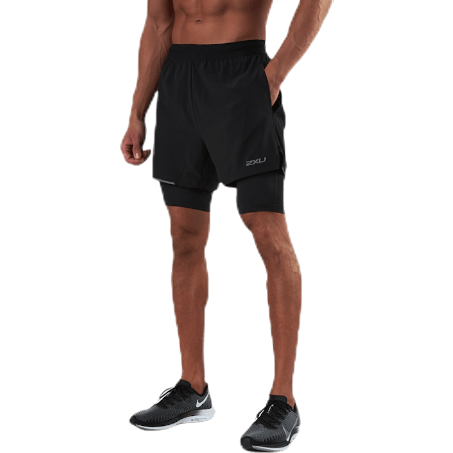 XVENT 2-in-1 5 Inch Short Black/Silver