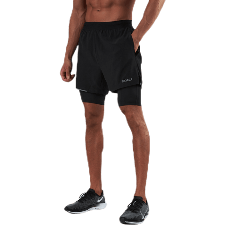 XVENT 2-in-1 5 Inch Short Black/Silver