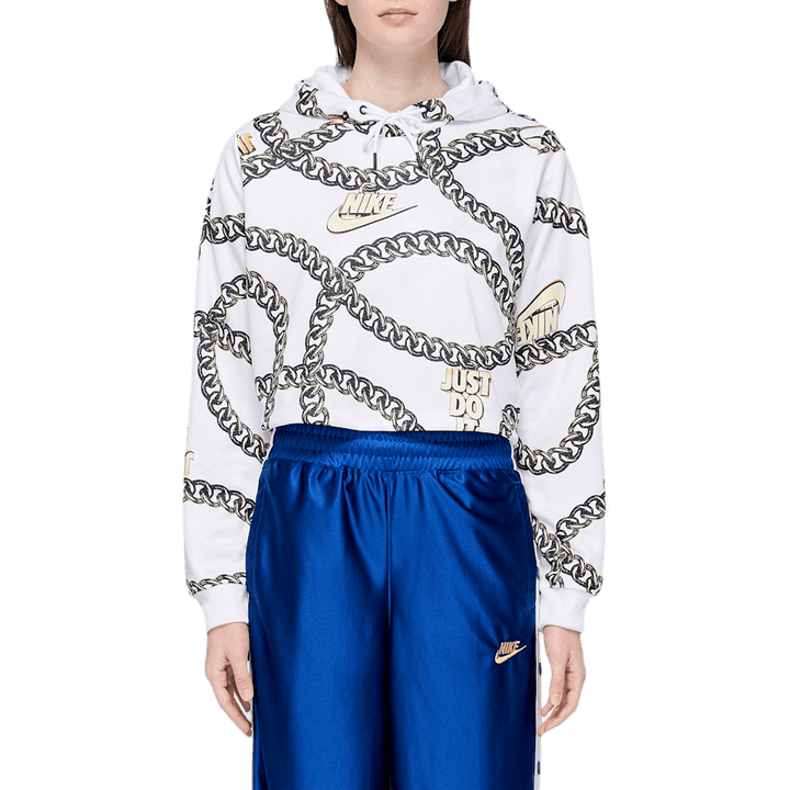 W Crop Top Felpa con cappuccio bianco