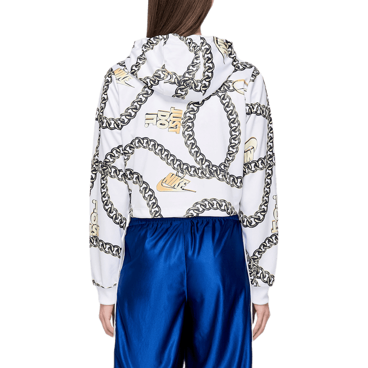 W Crop Top Felpa con cappuccio bianco