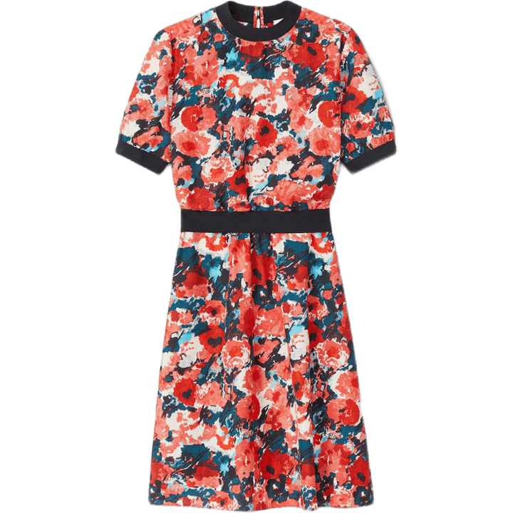 Fitted aquarelle Midi Dress Orange