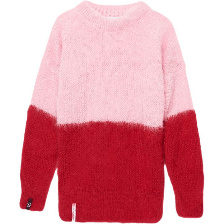 Mohair Jumper Half & Half Knit Pink