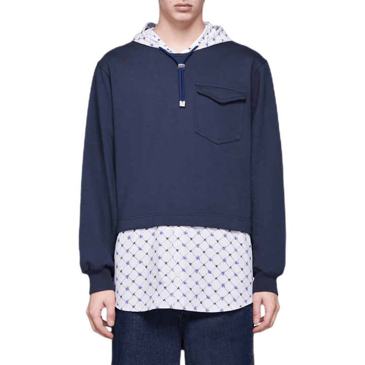 Sweat à capuche en popeline bleu