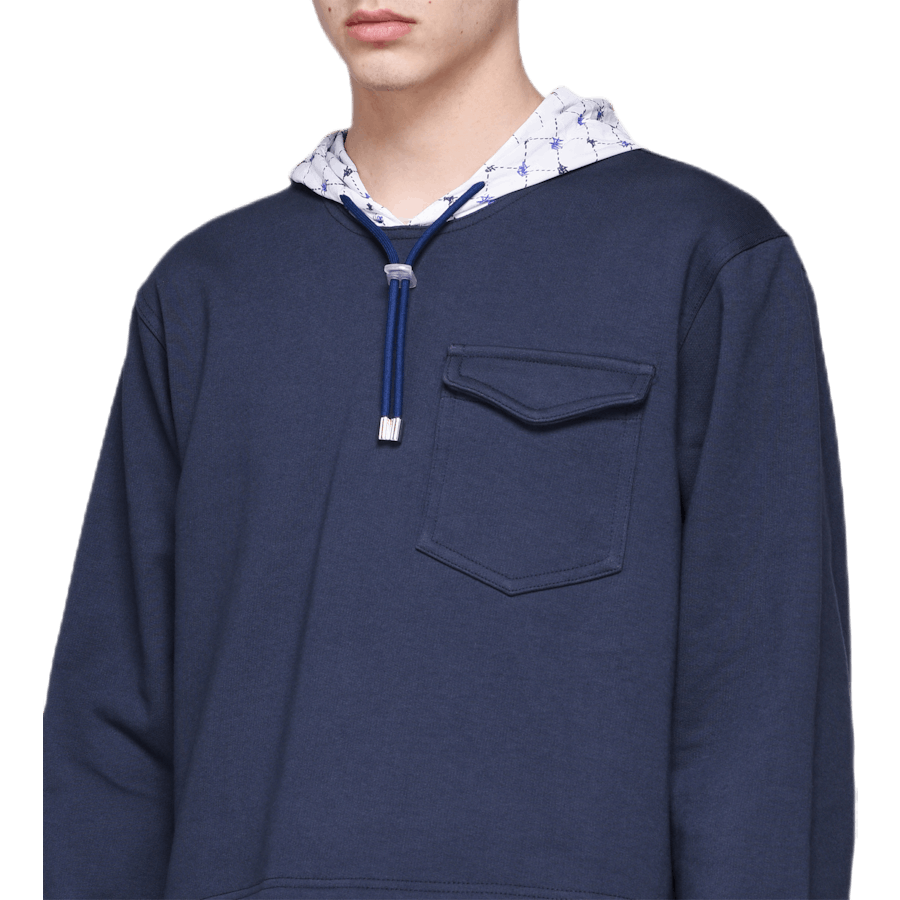 Sweat à capuche en popeline bleu