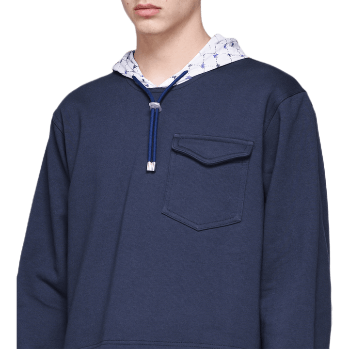 Sweat à capuche en popeline bleu