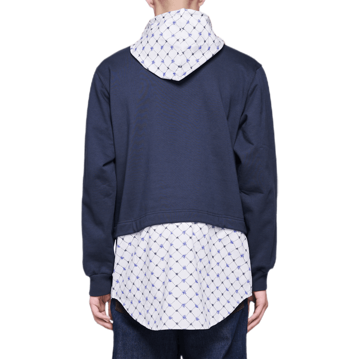 Sweat à capuche en popeline bleu